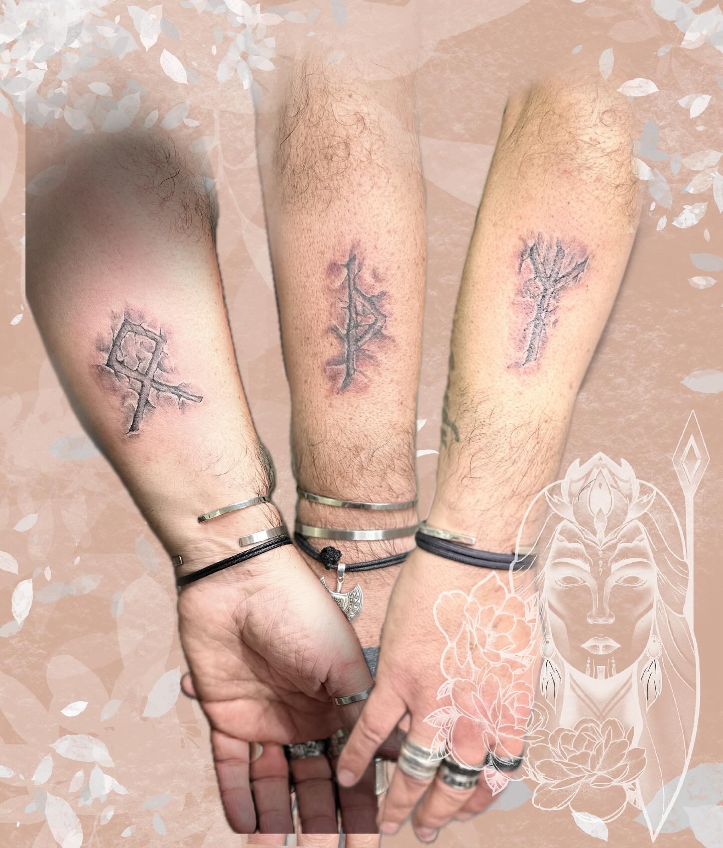 tatouage runes nordique en trio– Inkaat